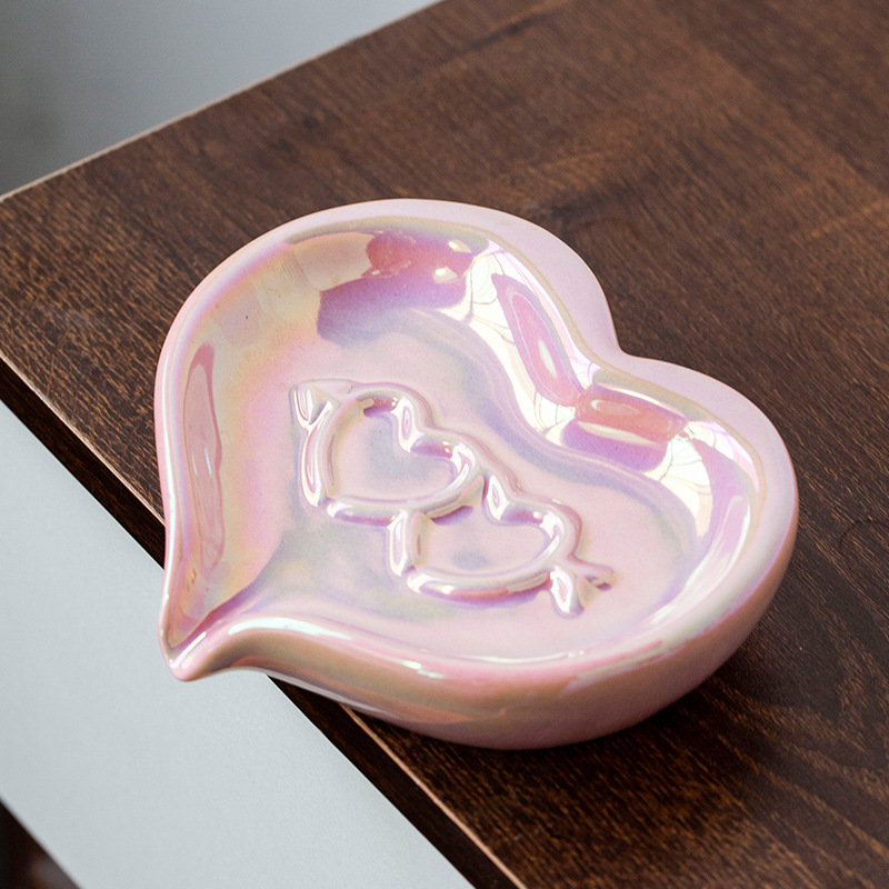 Glass Soap Dish - Ceramic Soap Dish Creative Heart-shaped Style