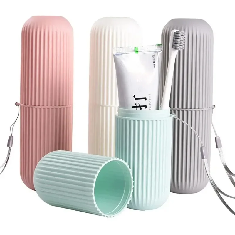 Home Bathroom Supplies - Travel Toothbrush Cup Box Round Plastic