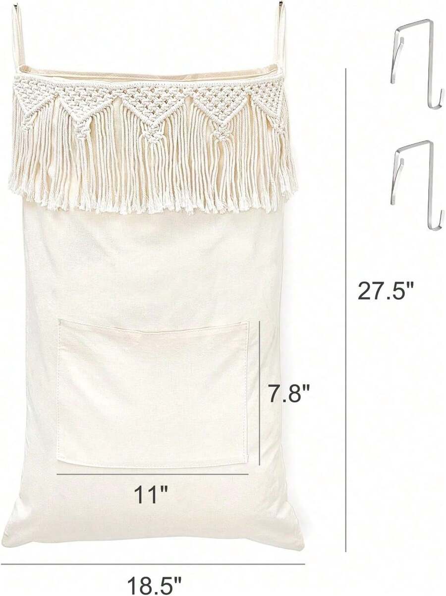 Home Bathroom Door - Macrame Hanging Laundry Hamper With Over