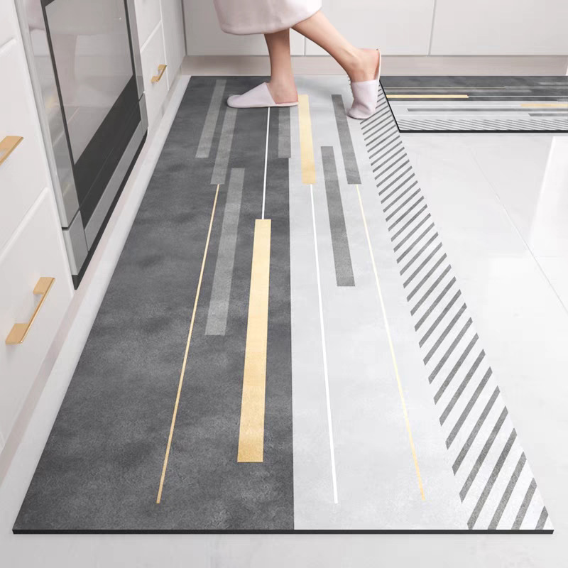 Home Kitchen Bathroom Cleaning - VIKAMA Crystal Velvet Rug Simple Design,