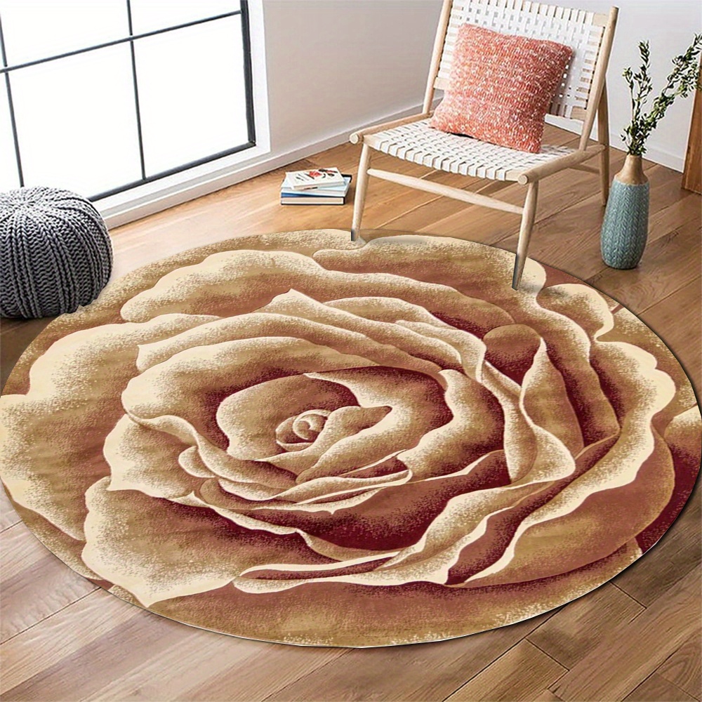 Home Made Bathroom Vanity - 3D Rose Petal Round Rug Flannel