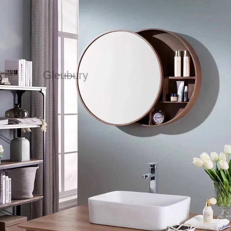 Home Bathroom Door - Solid Wood Bathroom Dressing Mirror Decor