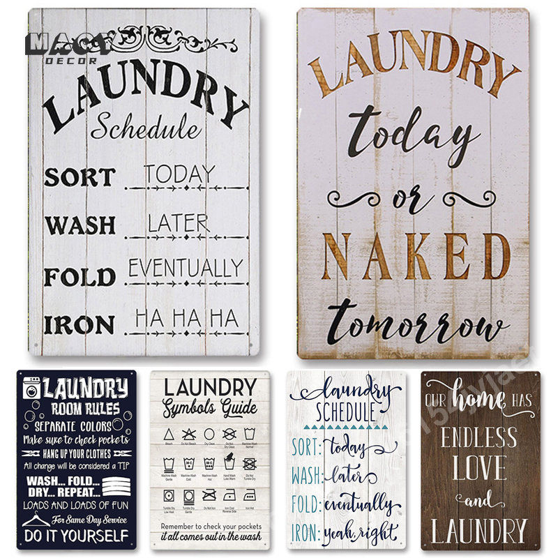 Slogan Metal Tin Sign Laundry  - Home Bathroom Wall Decor ulasan dan harga