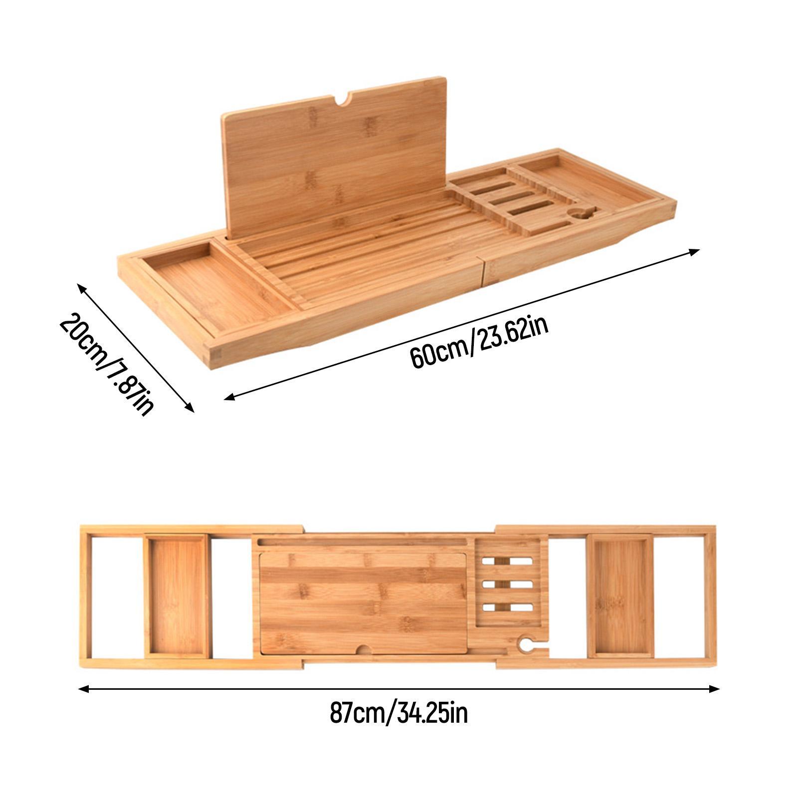 Premium Wooden Bathtub Caddy T - Glass Soap Dish ulasan dan harga
