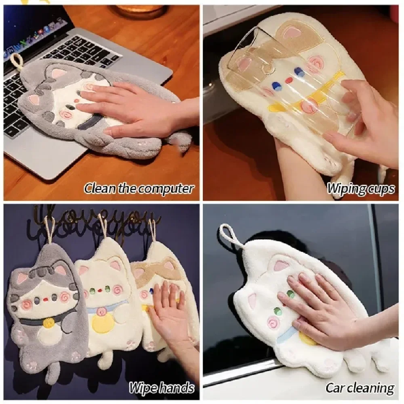 Cute Cat Hand Towel Quick Dryi - Home Bathroom Supplies ulasan dan harga