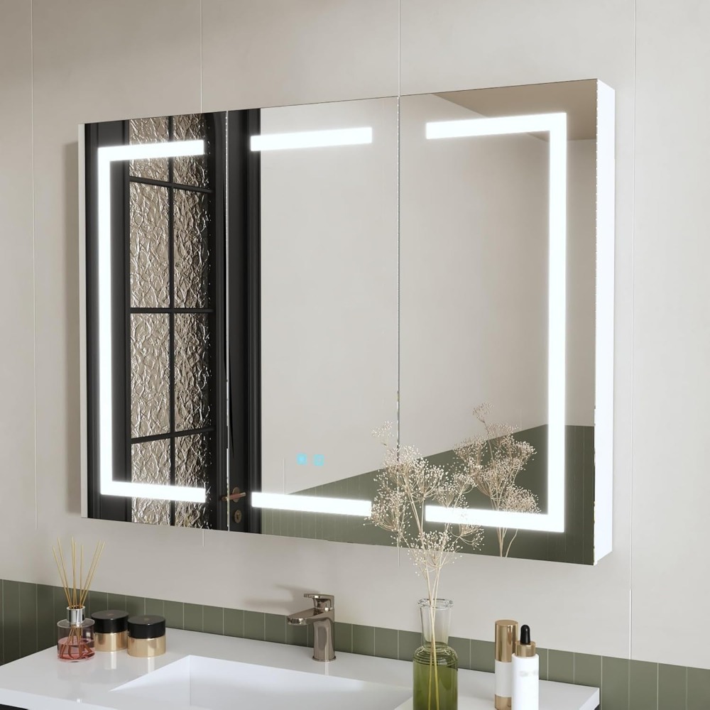 Lighted Medicine Cabinet with  - Home Bathroom Door ulasan dan harga
