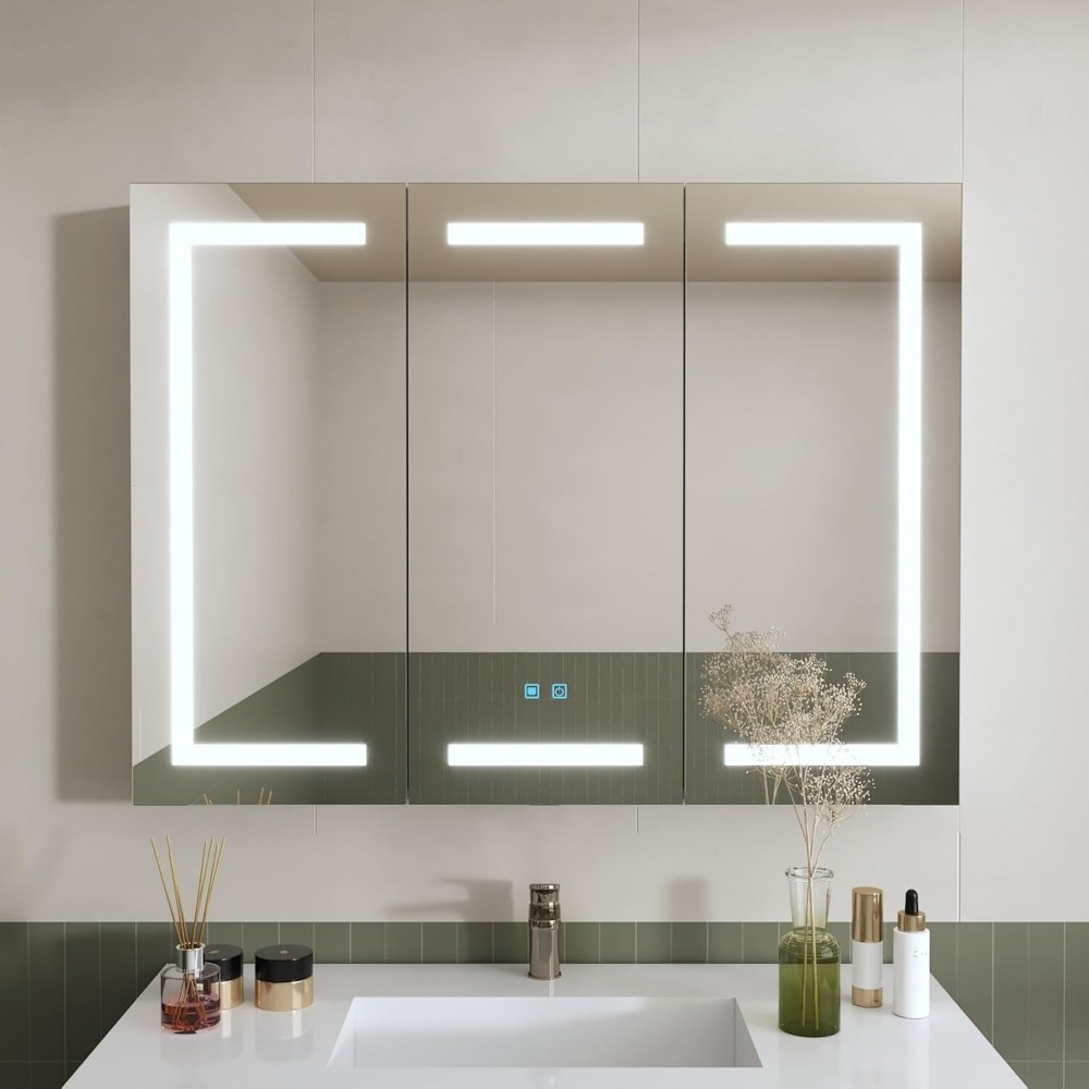 Lighted Medicine Cabinet with  - Home Bathroom Door ulasan dan harga
