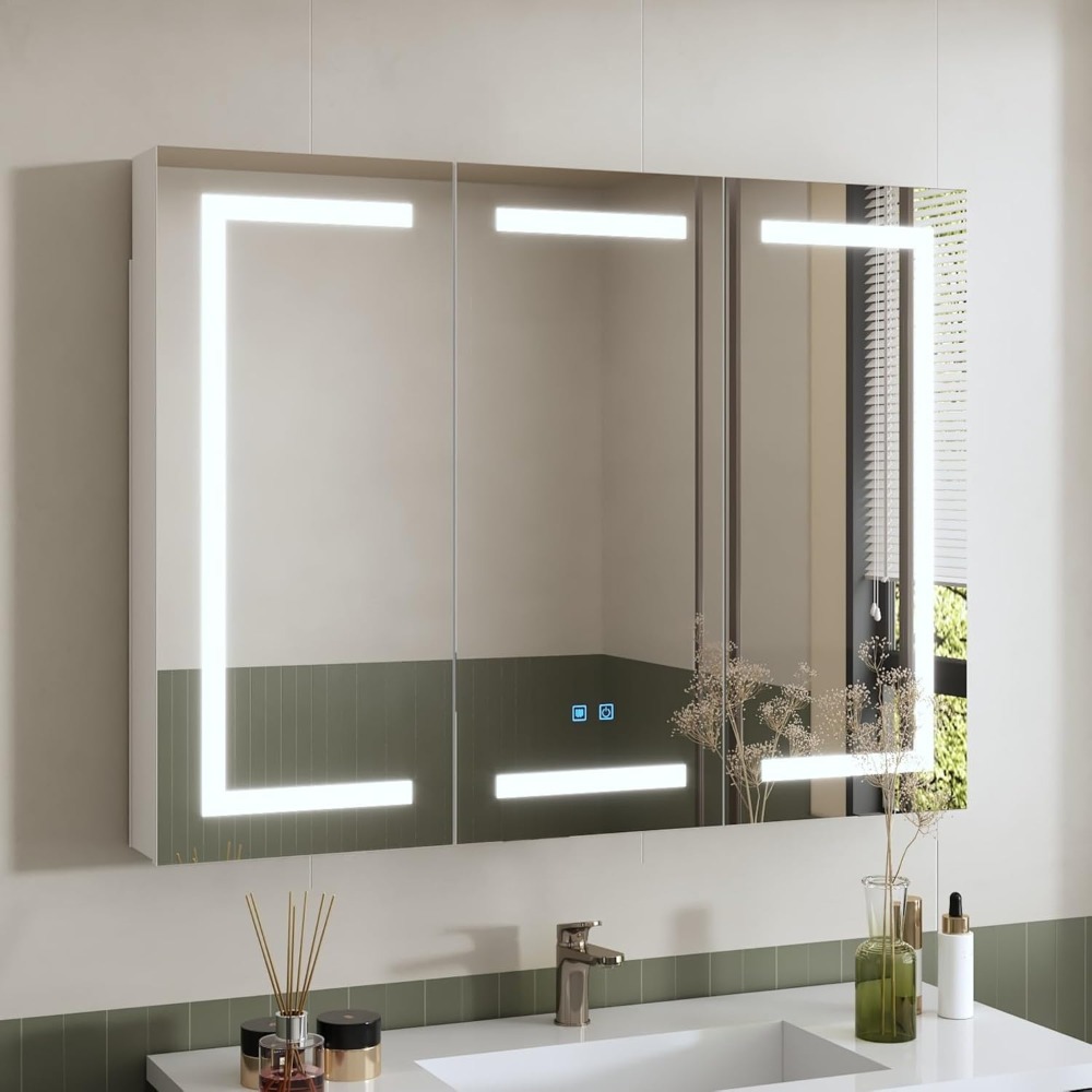 Lighted Medicine Cabinet with  - Home Bathroom Door ulasan dan harga