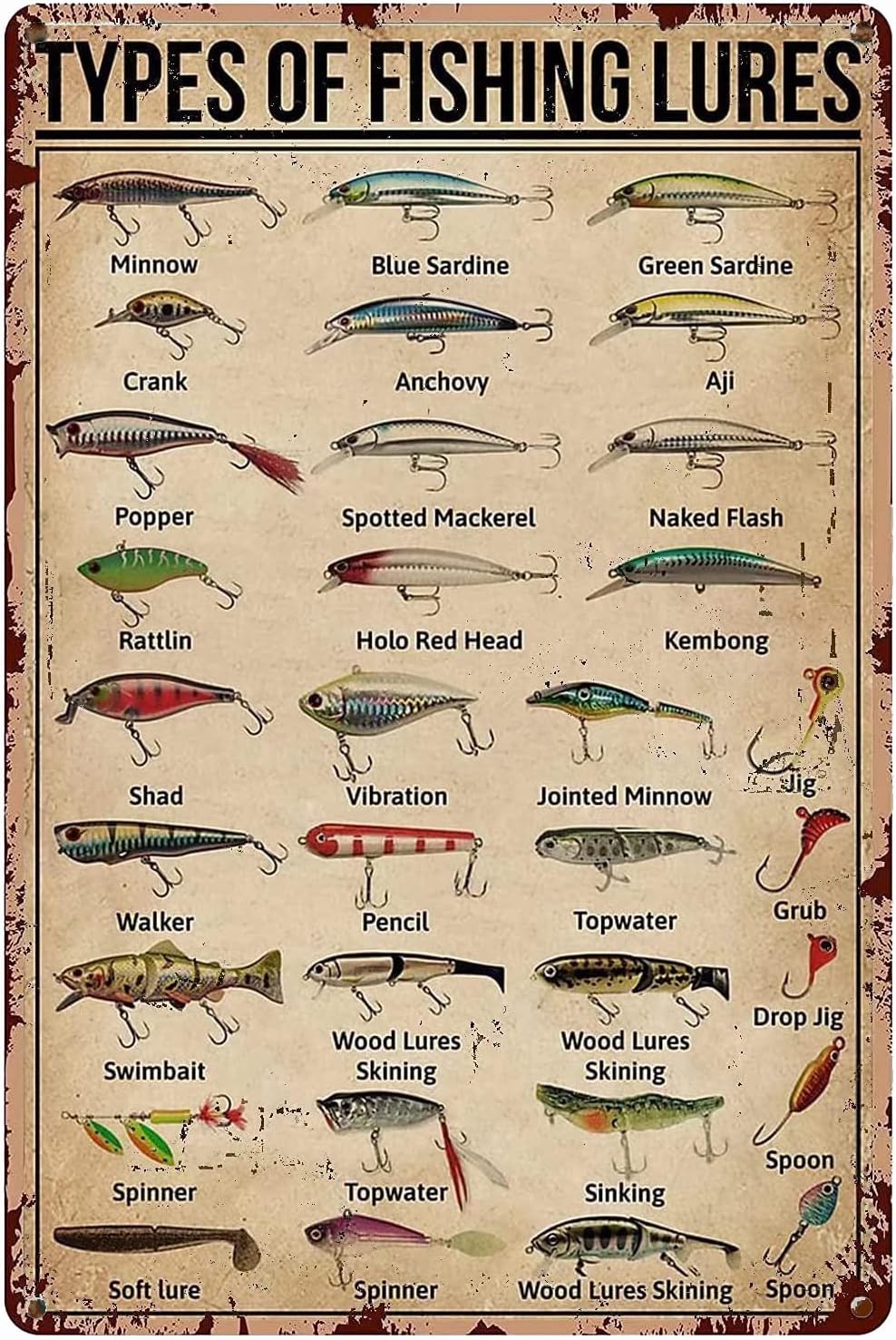 1d,TYPES OF FISHING LURES Know - Home Bathroom Wall Decor ulasan dan harga