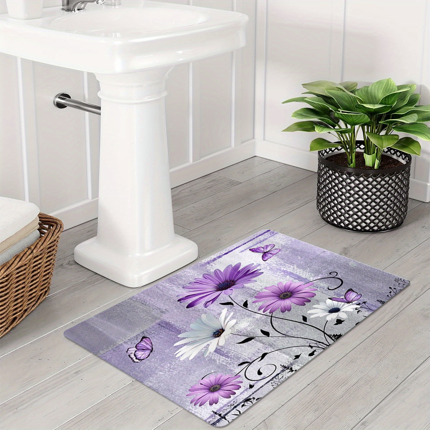 Luxury Floral Print Bath Mat a - Home Made Bathroom Vanity ulasan dan harga
