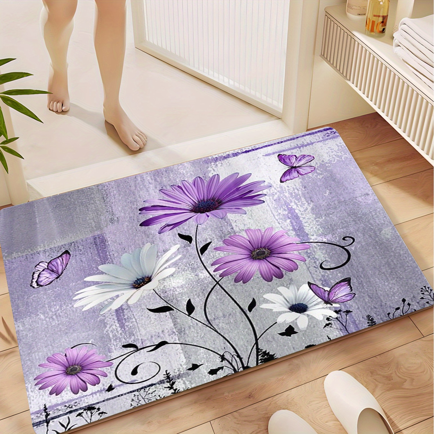 Luxury Floral Print Bath Mat a - Home Made Bathroom Vanity ulasan dan harga
