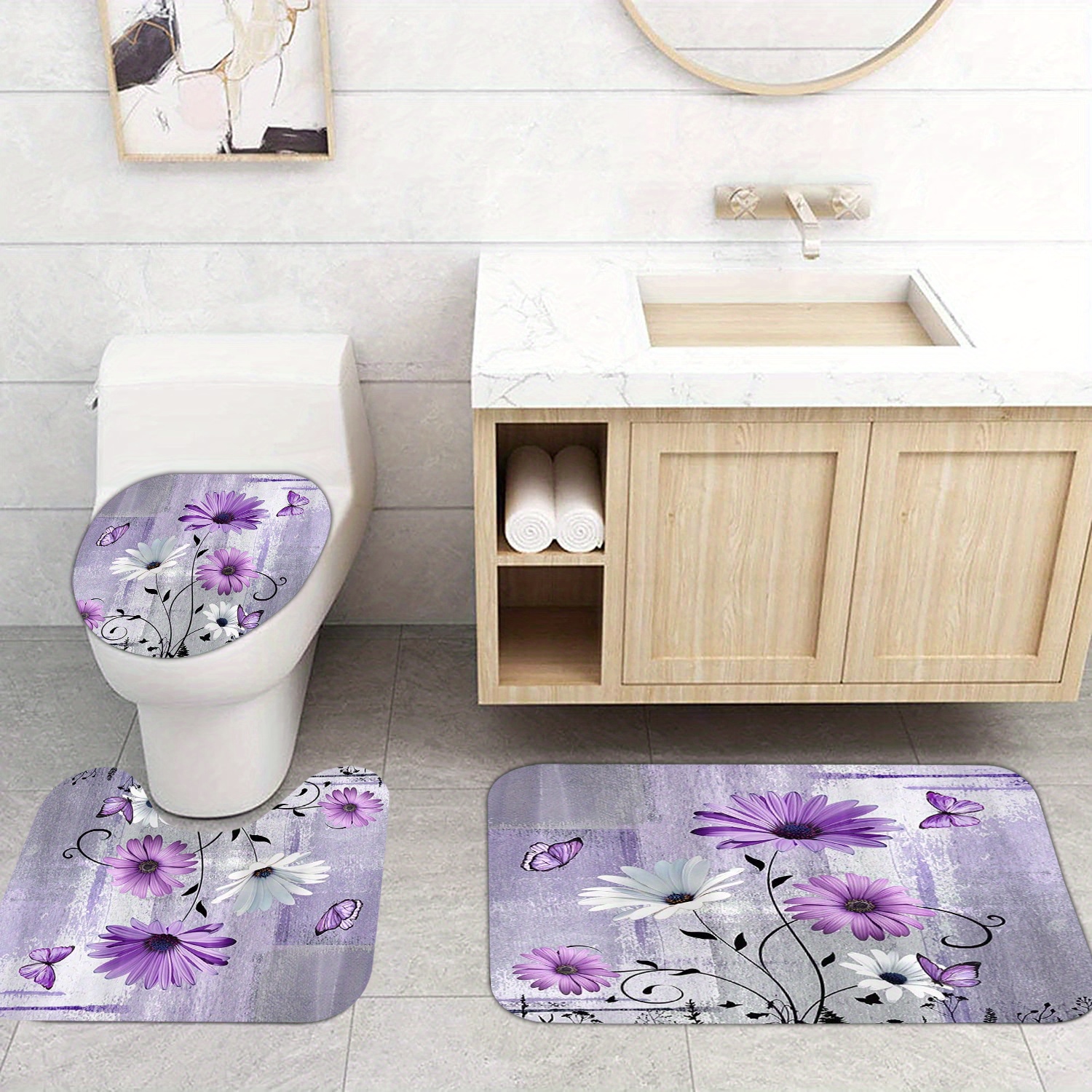 Luxury Floral Print Bath Mat a - Home Made Bathroom Vanity ulasan dan harga