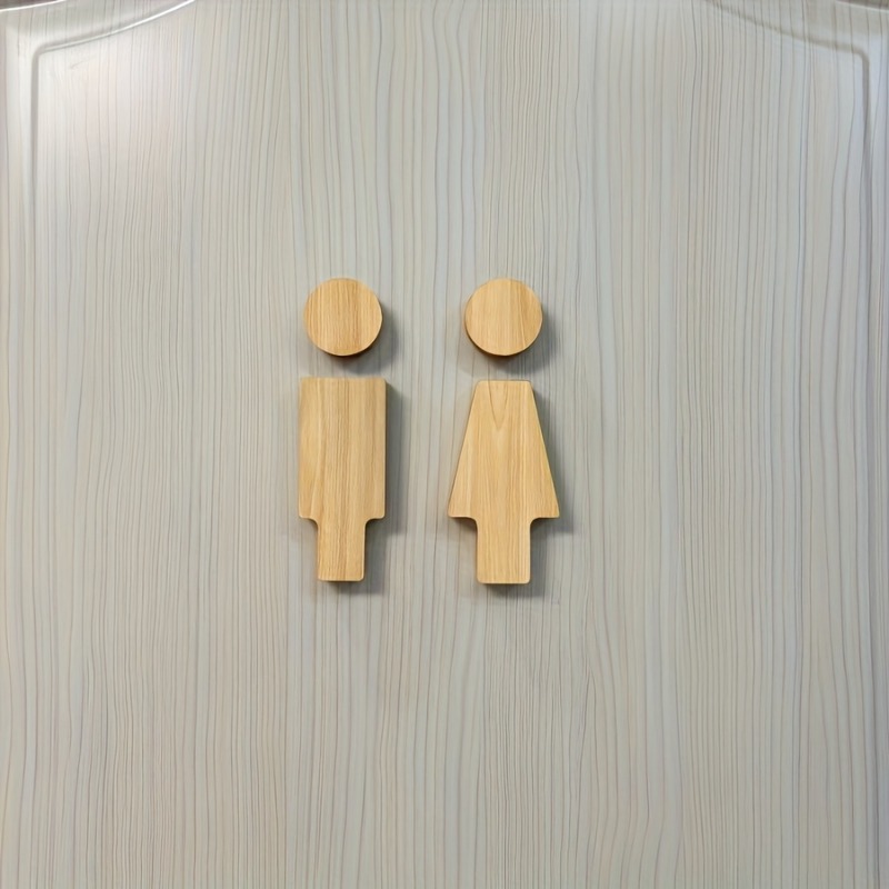 2PCS Wooden Bathroom Sign for  - Home Bathroom Door ulasan dan harga