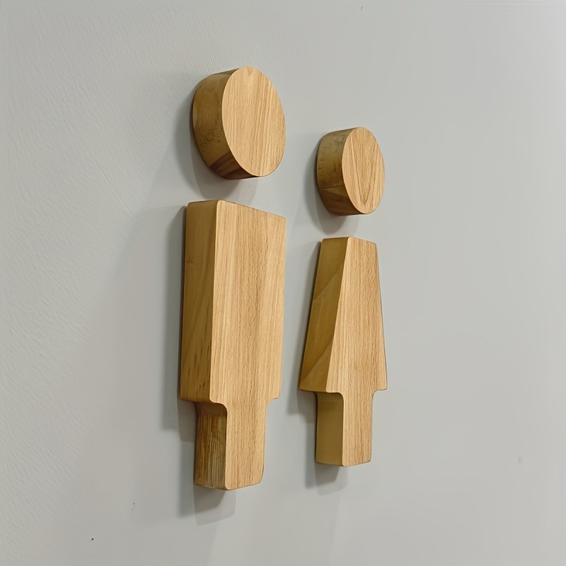 2PCS Wooden Bathroom Sign for  - Home Bathroom Door ulasan dan harga