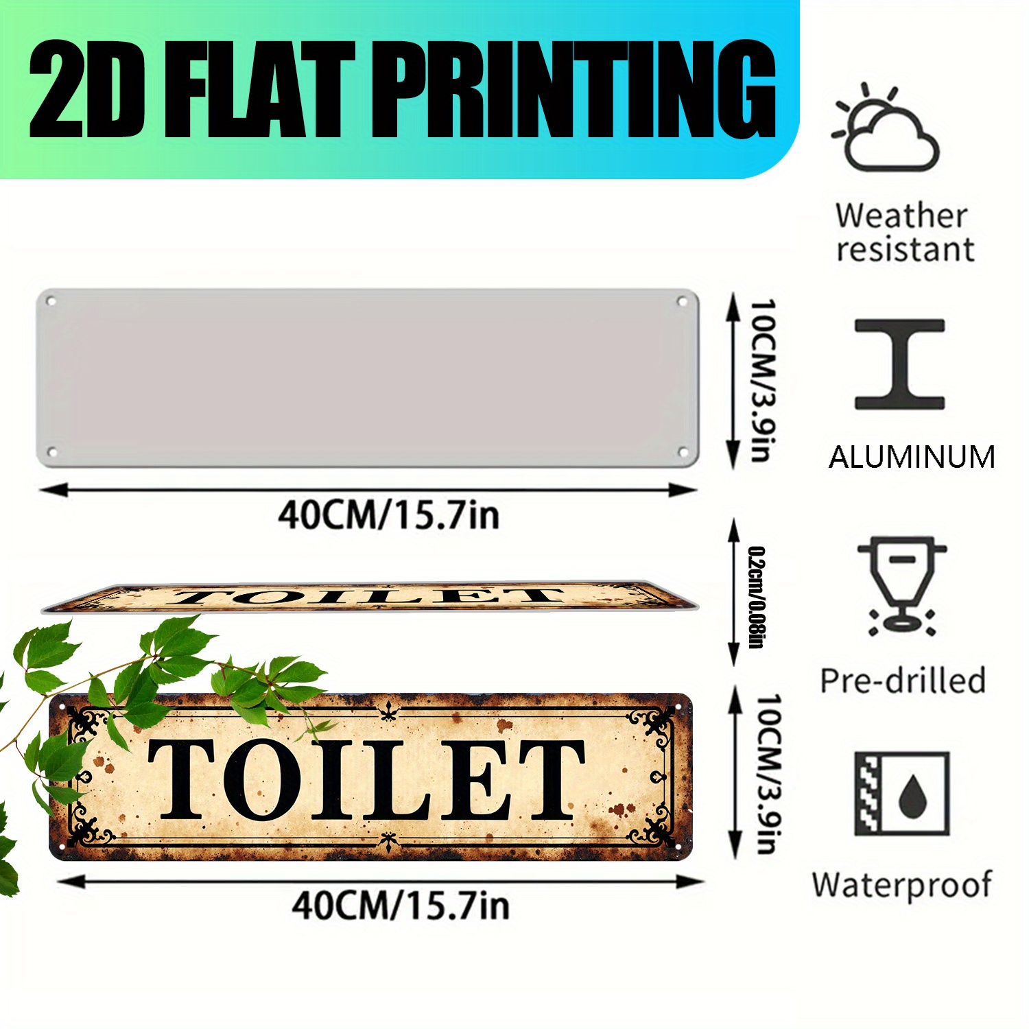 2D Flat, Vintage Aluminum Wall - Home Bathroom Wall Decor ulasan dan harga