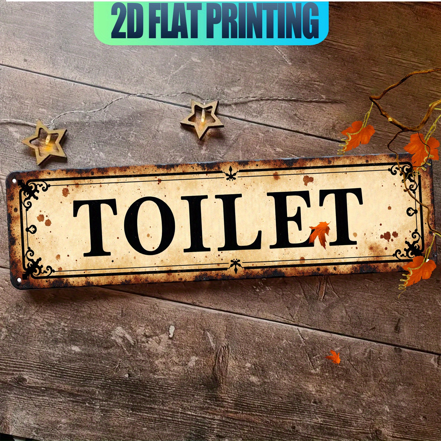 2D Flat, Vintage Aluminum Wall - Home Bathroom Wall Decor ulasan dan harga
