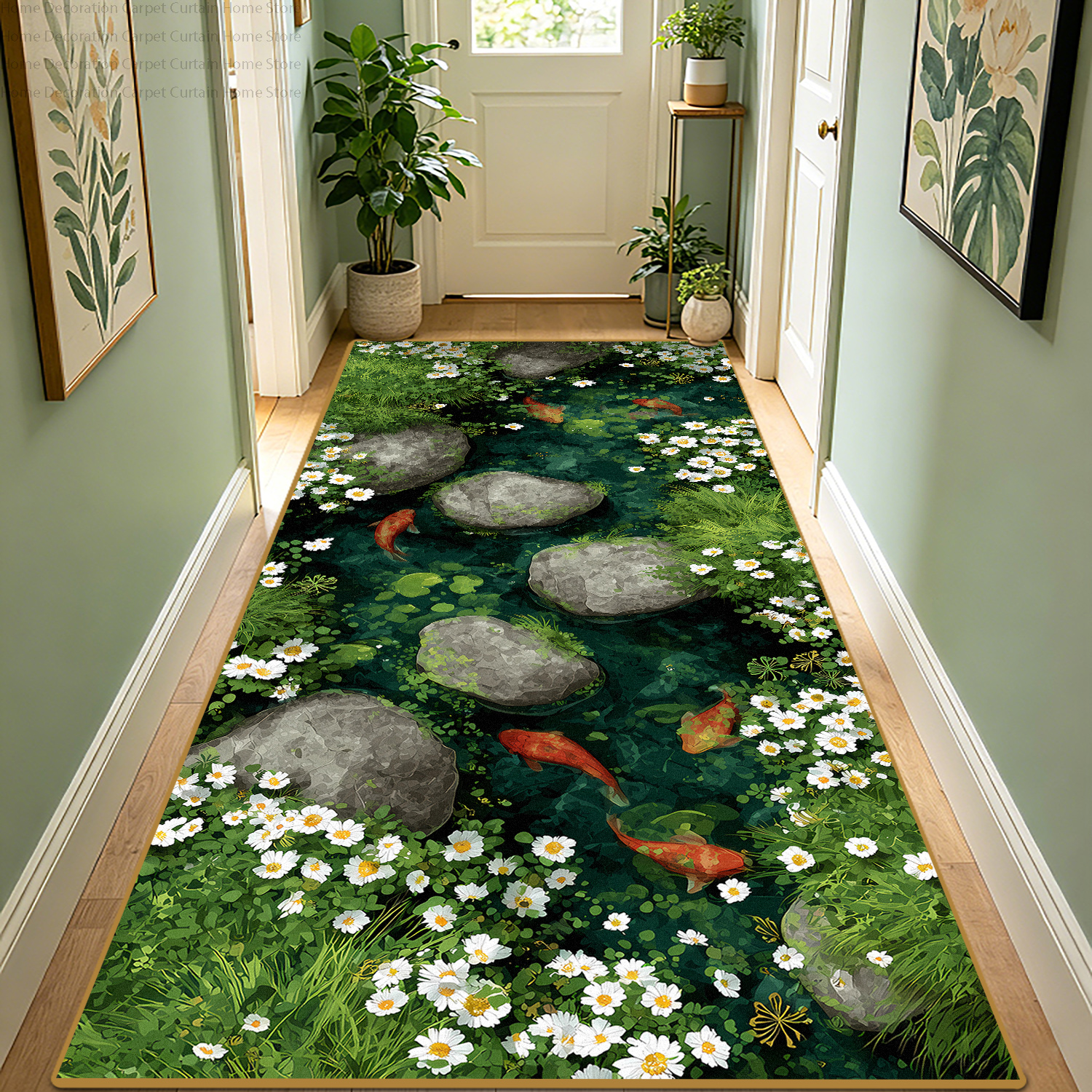 3D Moss Stone Koi Fish Floral  - Home Kitchen Bathroom Cleaning ulasan dan harga