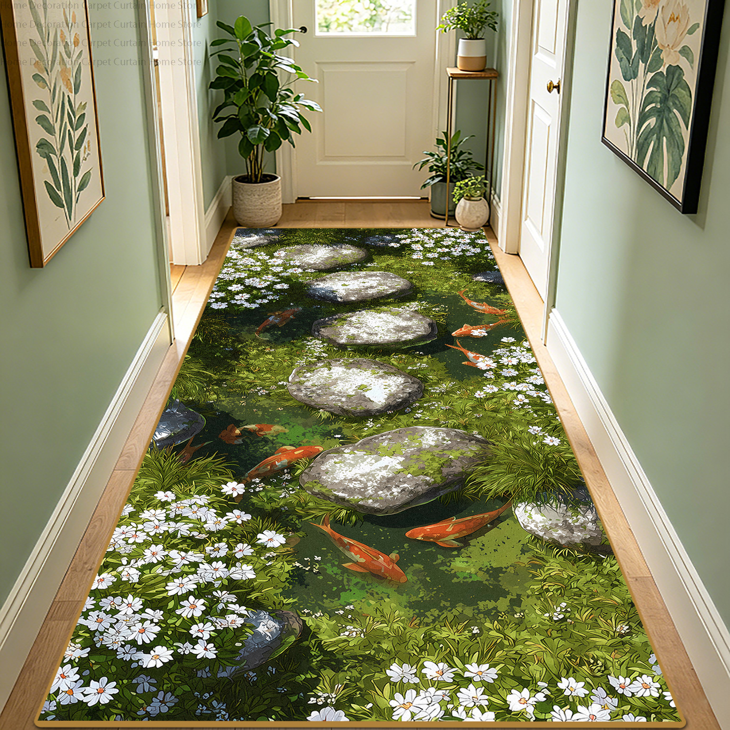 3D Moss Stone Koi Fish Floral  - Home Kitchen Bathroom Cleaning ulasan dan harga