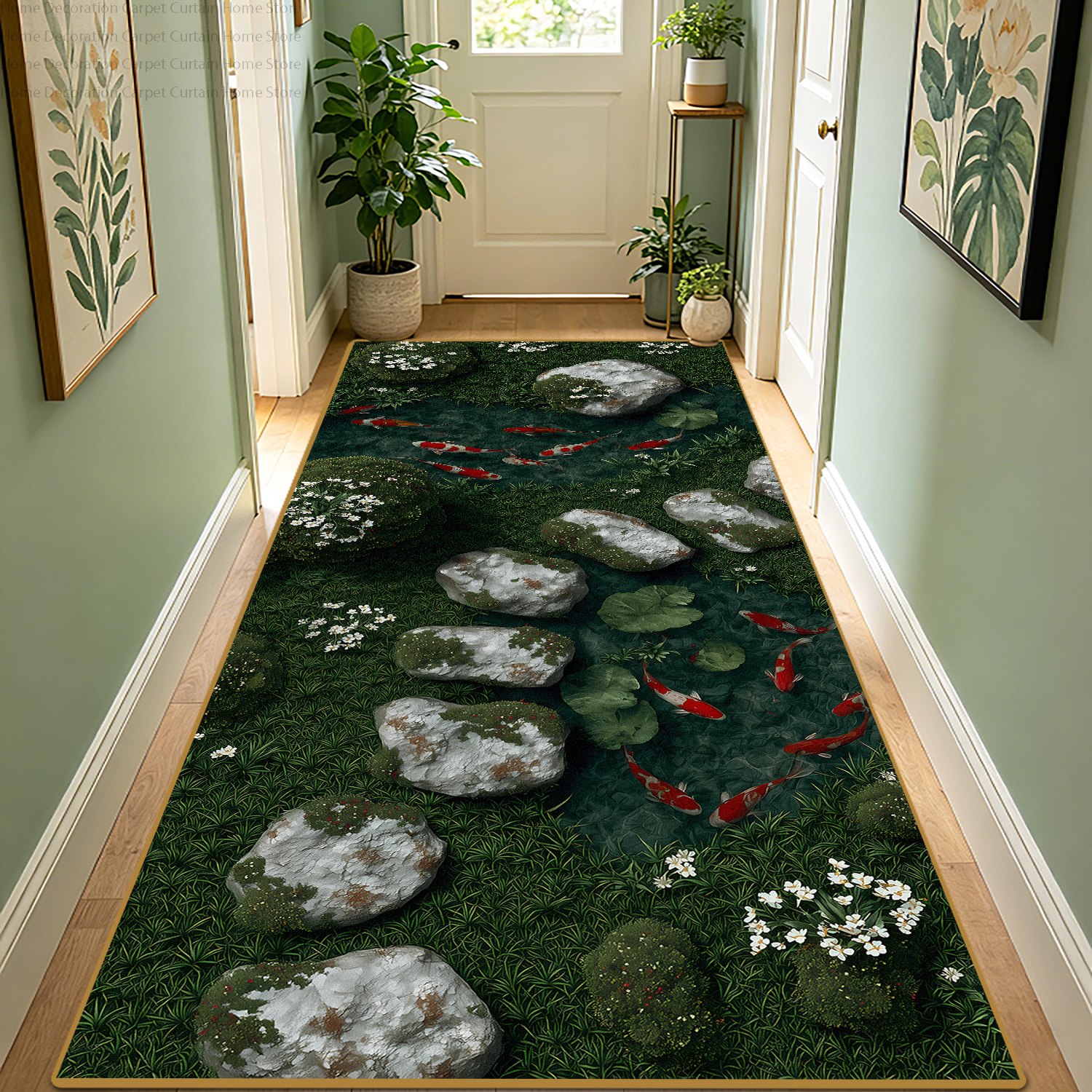 3D Moss Stone Koi Fish Floral  - Home Kitchen Bathroom Cleaning ulasan dan harga