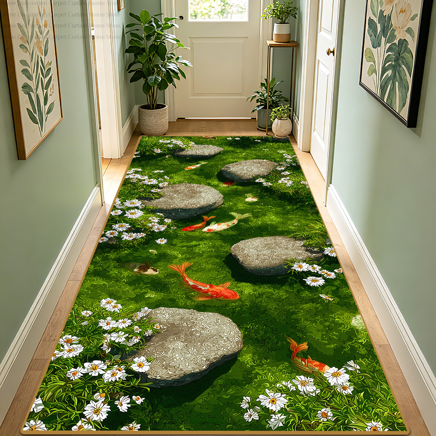 3D Moss Stone Koi Fish Floral  - Home Kitchen Bathroom Cleaning ulasan dan harga