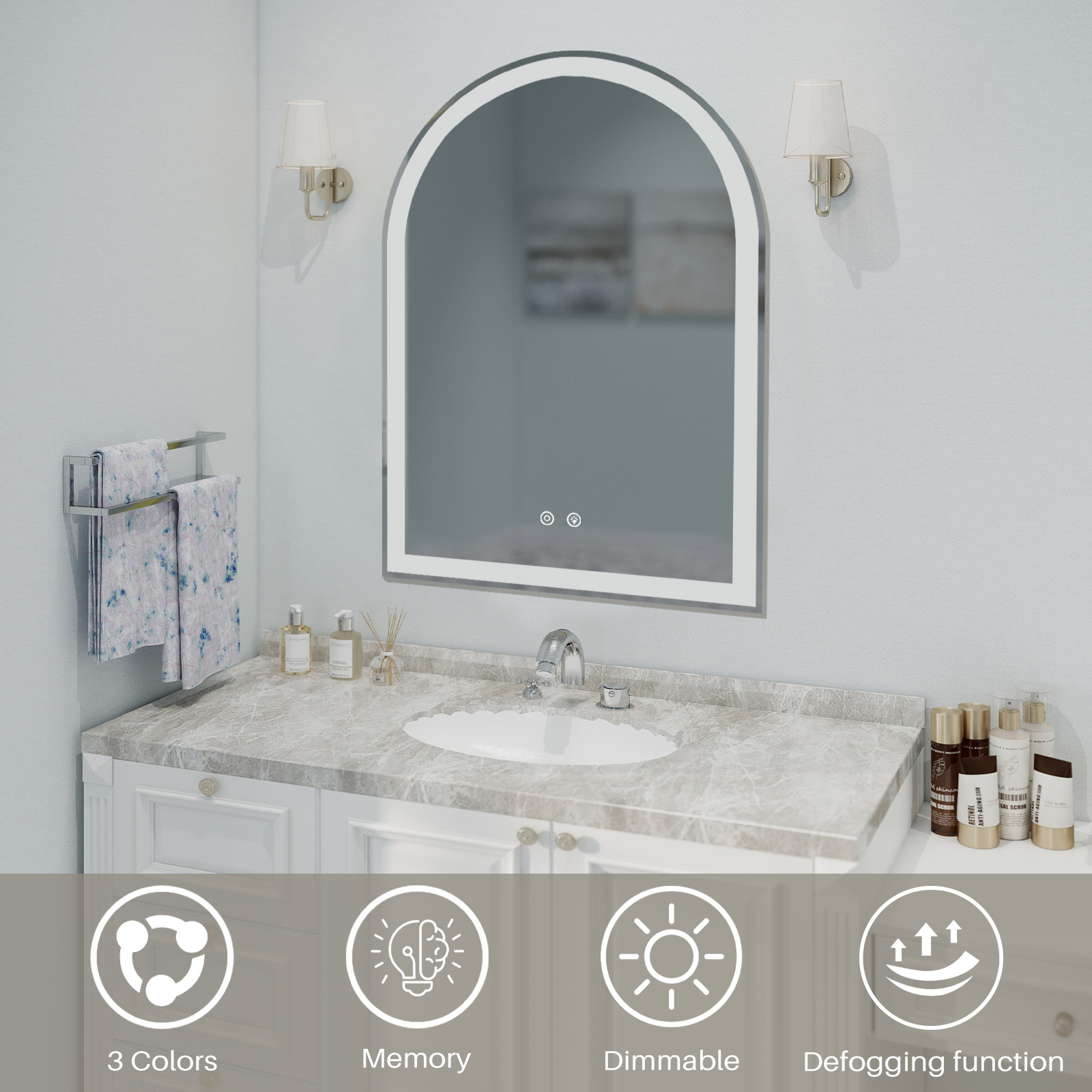 Smart Anti-fog LED Bathroom Mi - Bathroom Mirror Led ulasan dan harga