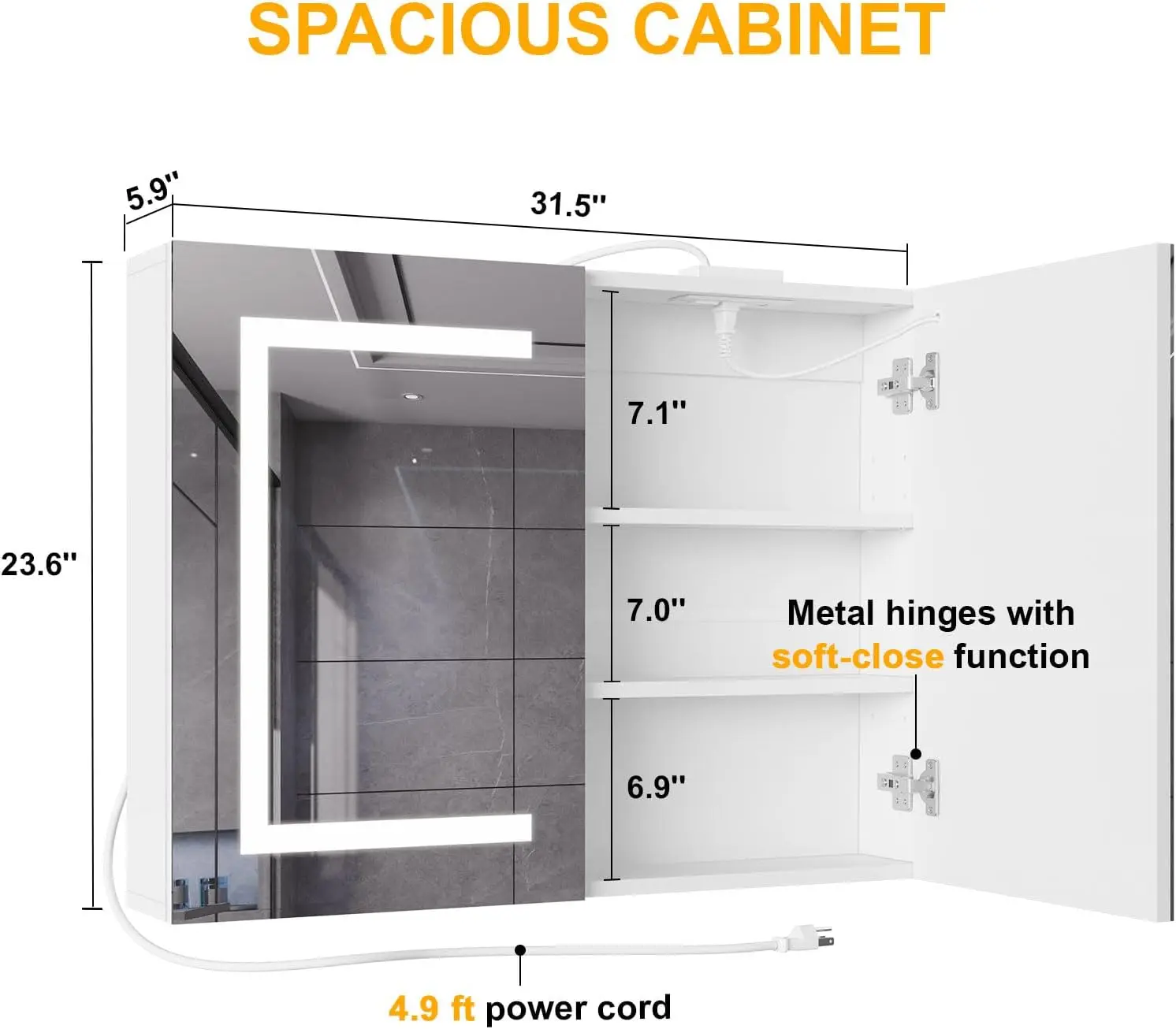 Bathroom Medicine Cabinet with - Bathroom Mirror Led ulasan dan harga