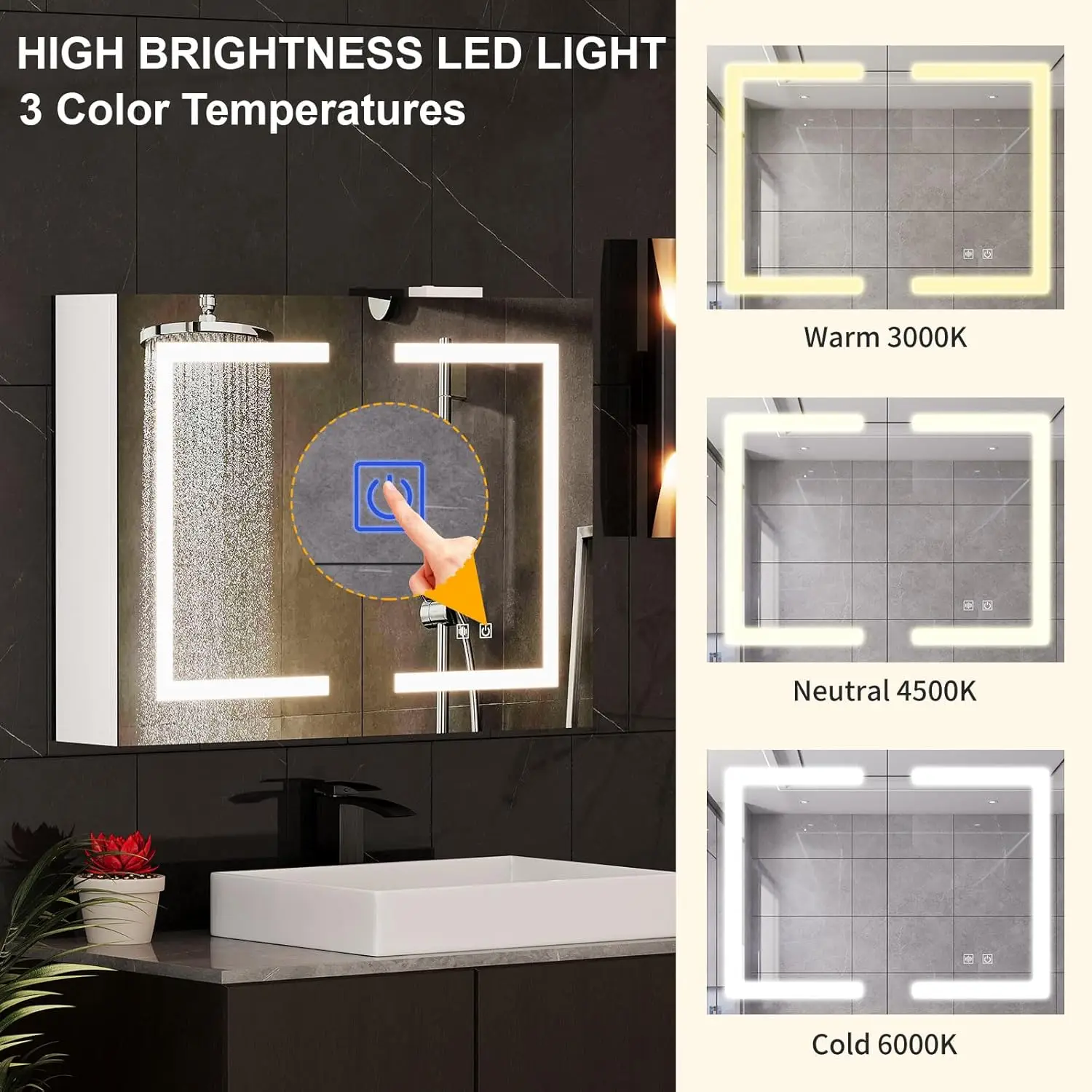 Bathroom Medicine Cabinet with - Bathroom Mirror Led ulasan dan harga