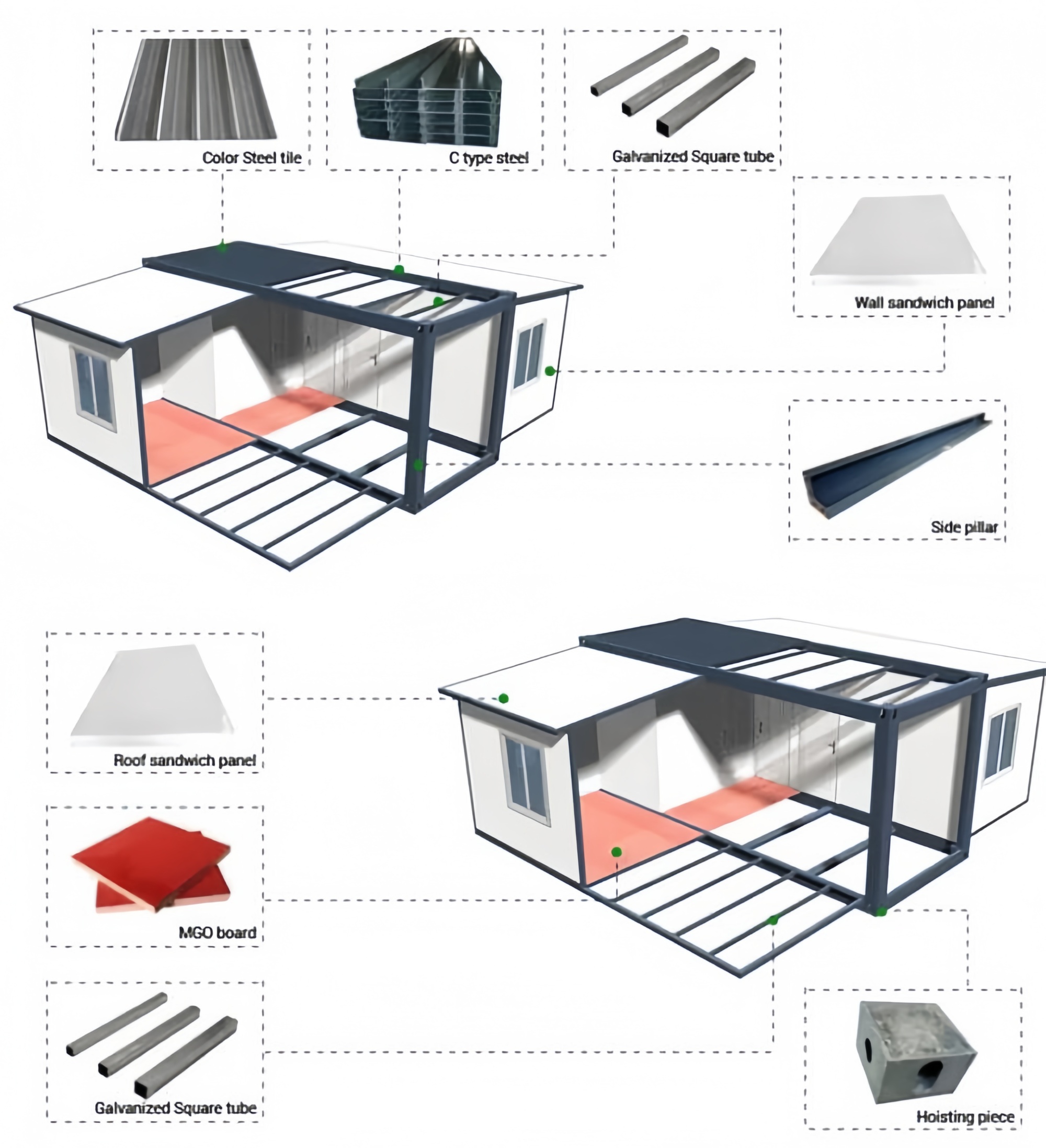 40FT Expandable Modular Prefab - Home Kitchen & Bathroom ulasan dan harga