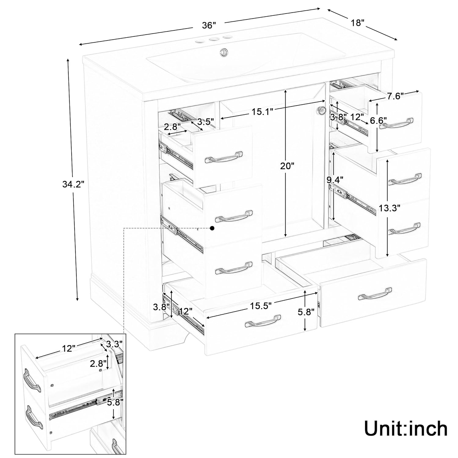 36in Bathroom Vanity Cabinet w - Home Bathroom Door ulasan dan harga
