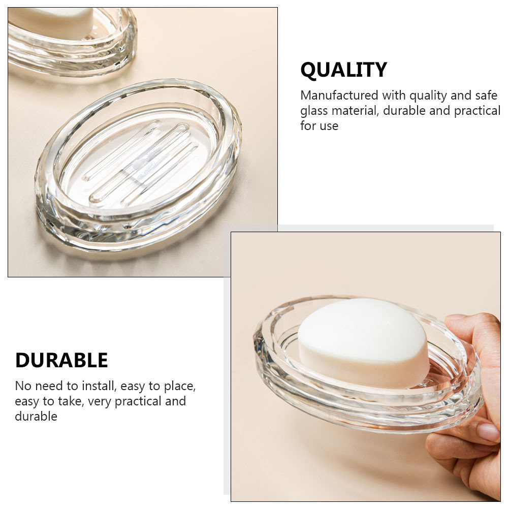 2Pcs Soap Box Transparent Glas - Home Bathroom Supplies ulasan dan harga