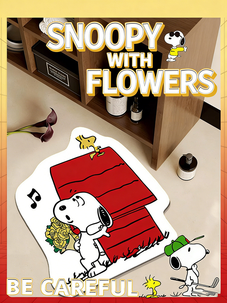 Lovely Snoopy Cartoon Floor Ma - Home Bathroom Door ulasan dan harga