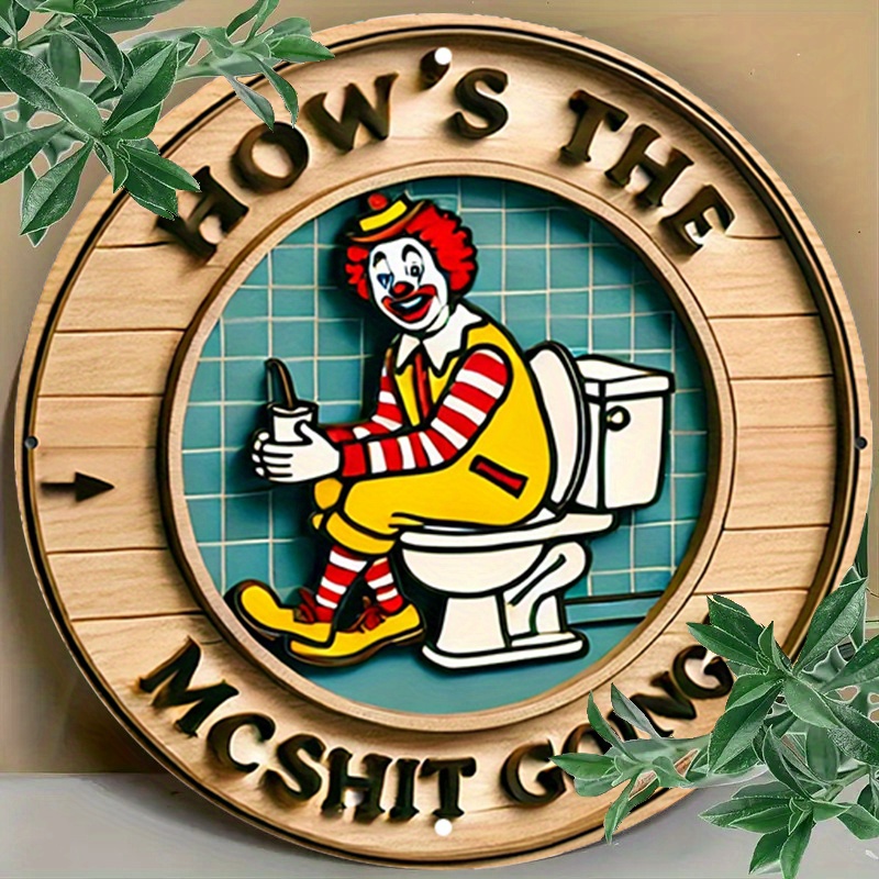 Vintage Clown Metal Sign 7.8