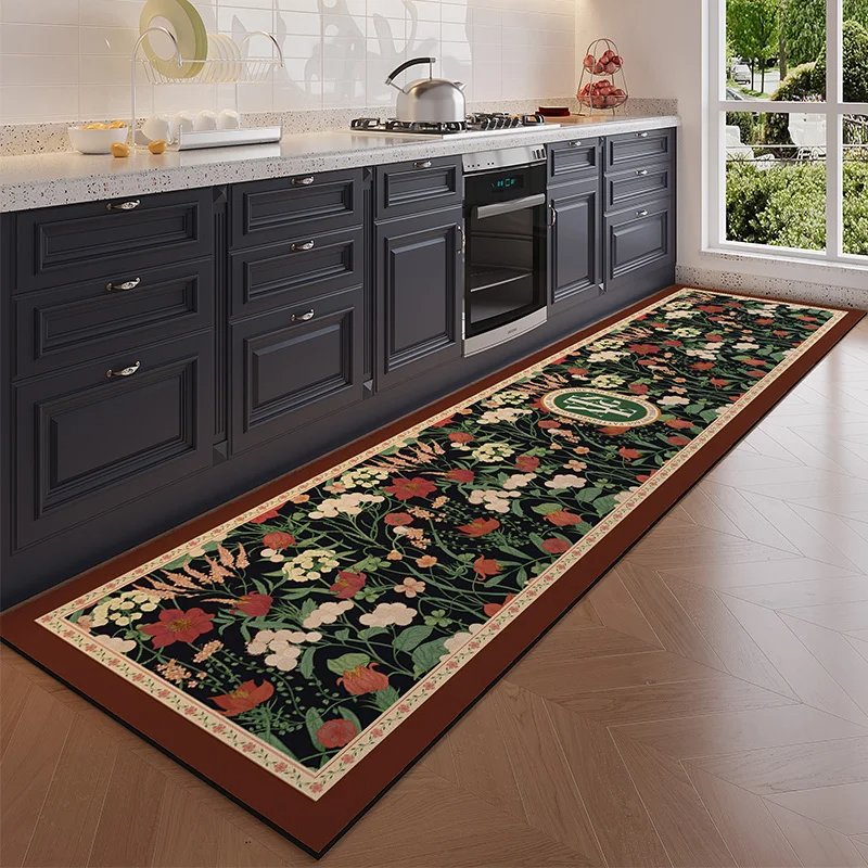 VIKAMA Vintage Floral Long Rug - Home Kitchen Bathroom Cleaning ulasan dan harga