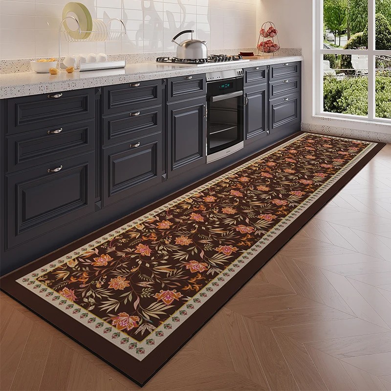 VIKAMA Vintage Floral Long Rug - Home Kitchen Bathroom Cleaning ulasan dan harga