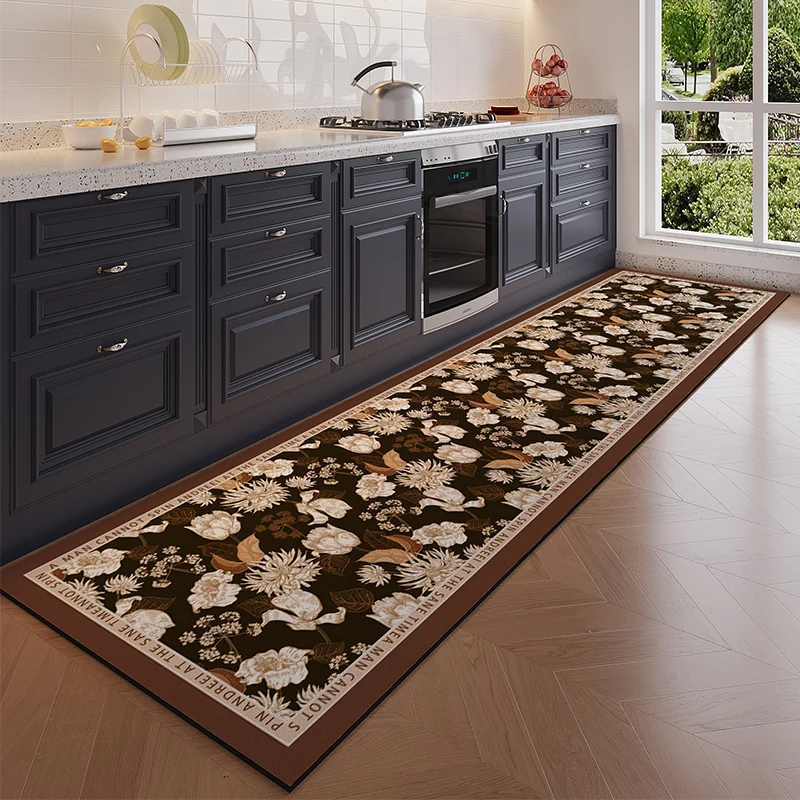 VIKAMA Vintage Floral Long Rug - Home Kitchen Bathroom Cleaning ulasan dan harga