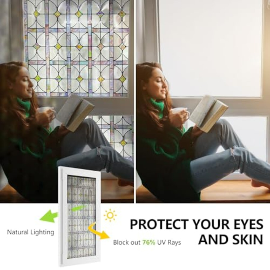 3D Stained Glass Window Film,  - Home Bathroom Door ulasan dan harga