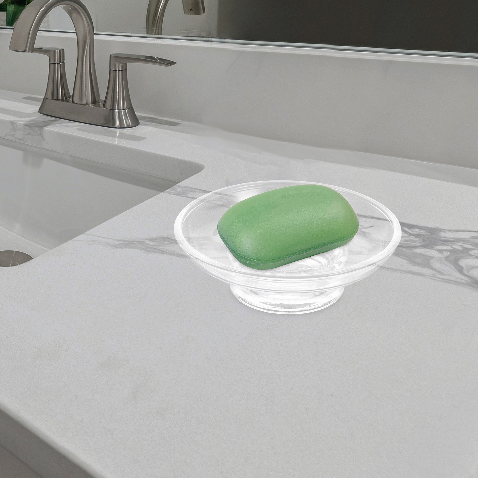 2Pcs Round Transparent Glass S - Glass Soap Dish ulasan dan harga