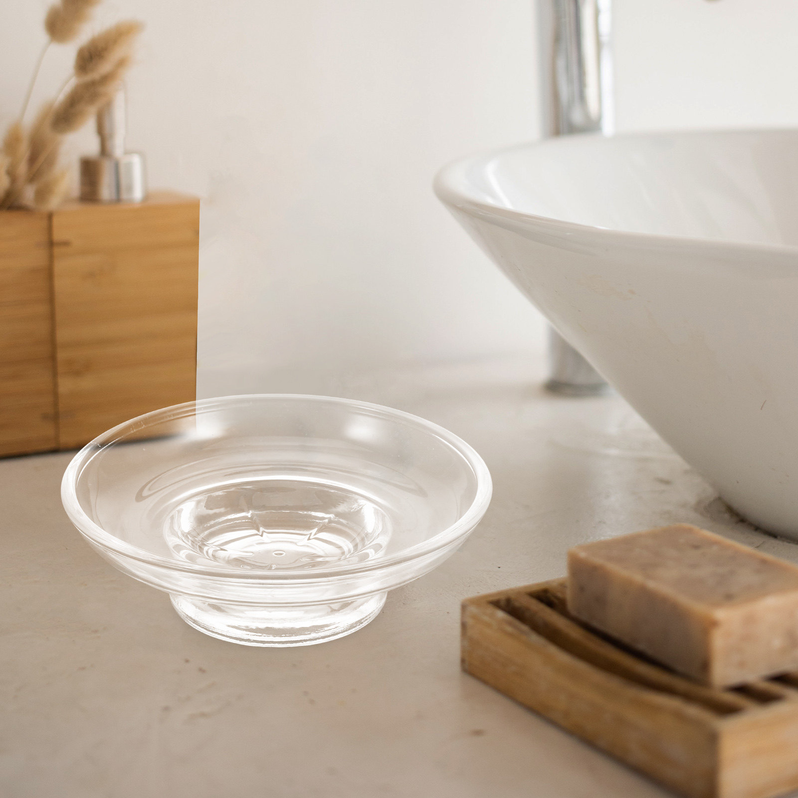 2Pcs Round Transparent Glass S - Glass Soap Dish ulasan dan harga