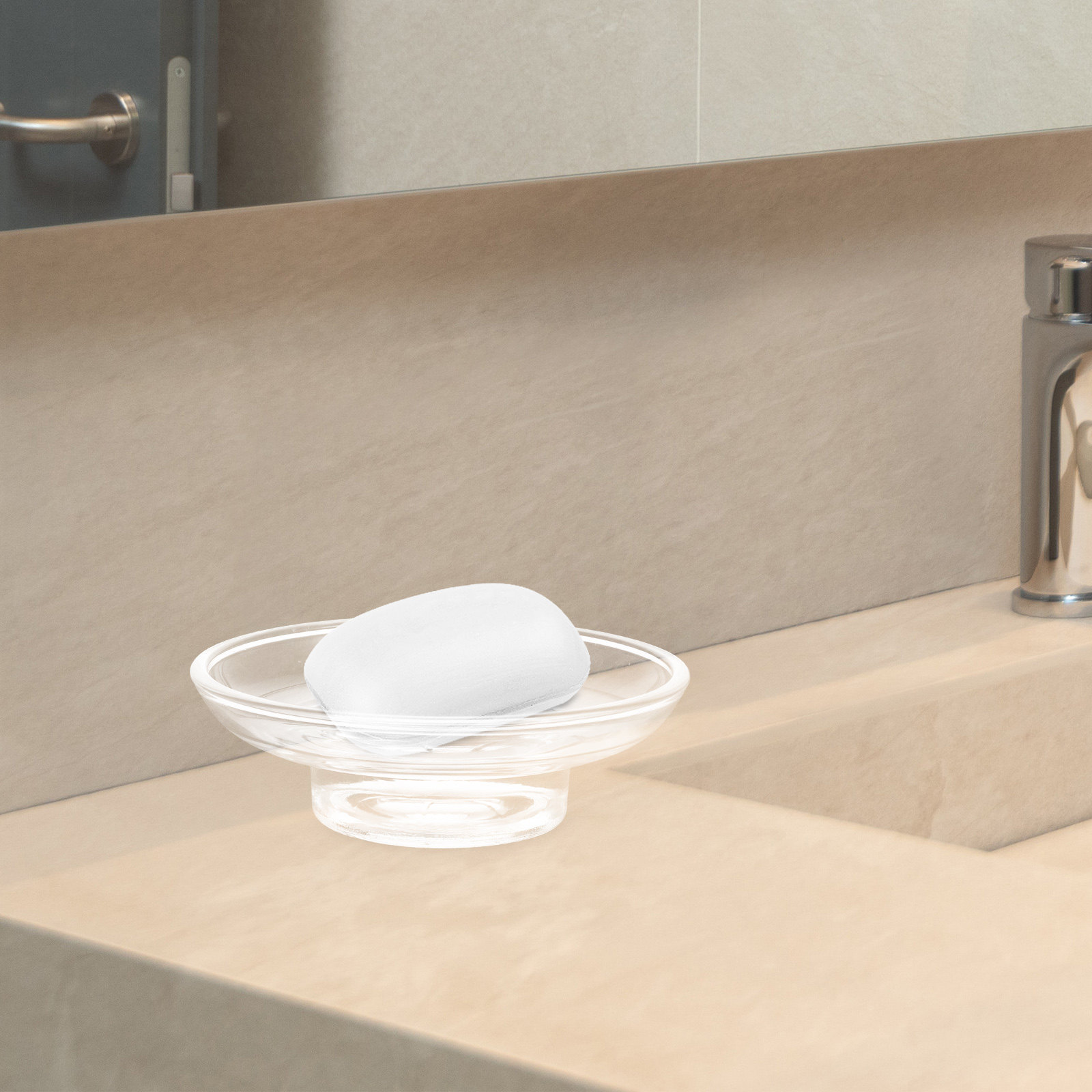 2Pcs Round Transparent Glass S - Glass Soap Dish ulasan dan harga