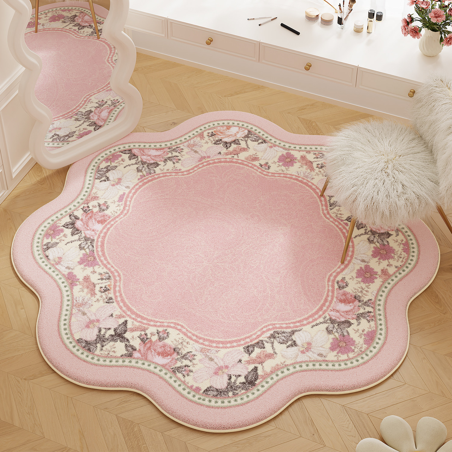VIKAMA American Pink Floral Ru - Home Made Bathroom Vanity ulasan dan harga