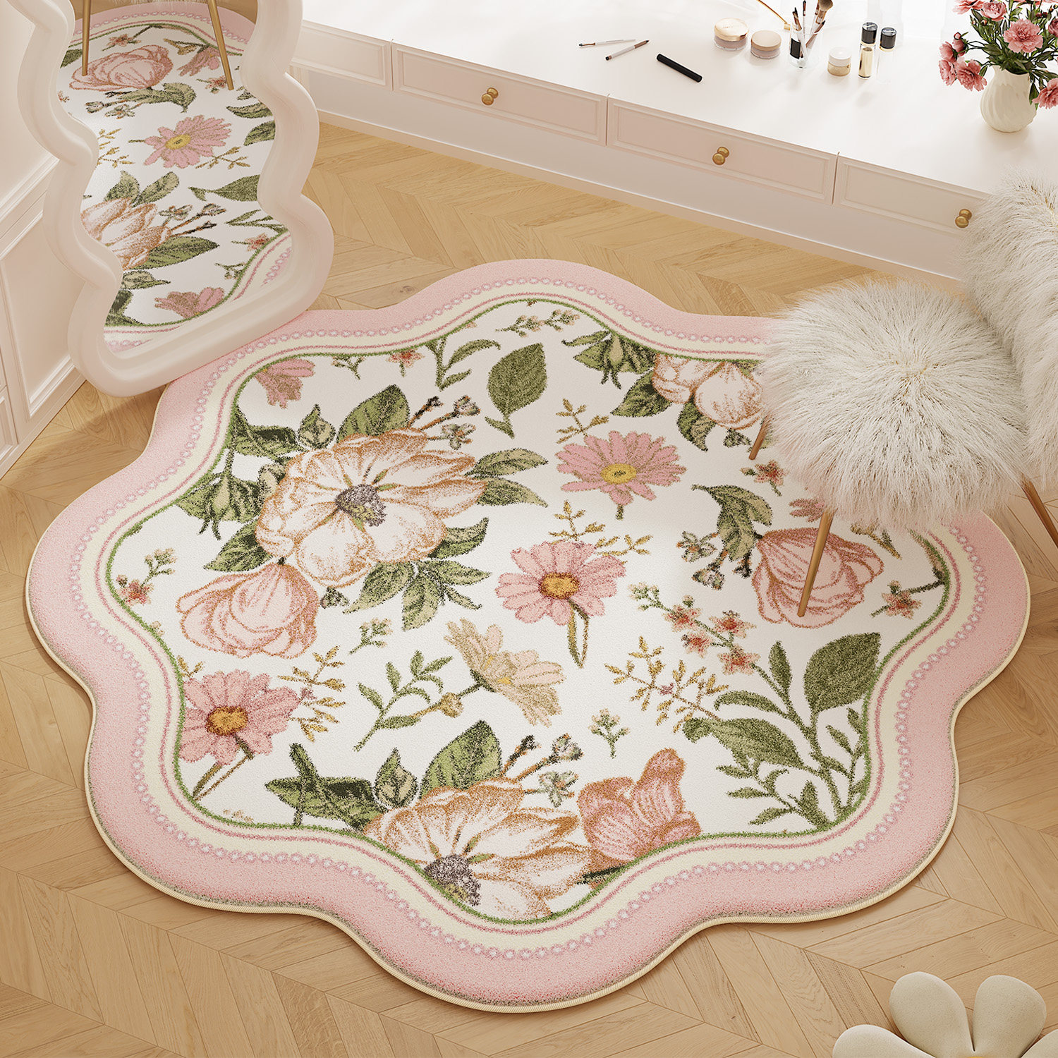 VIKAMA American Pink Floral Ru - Home Made Bathroom Vanity ulasan dan harga