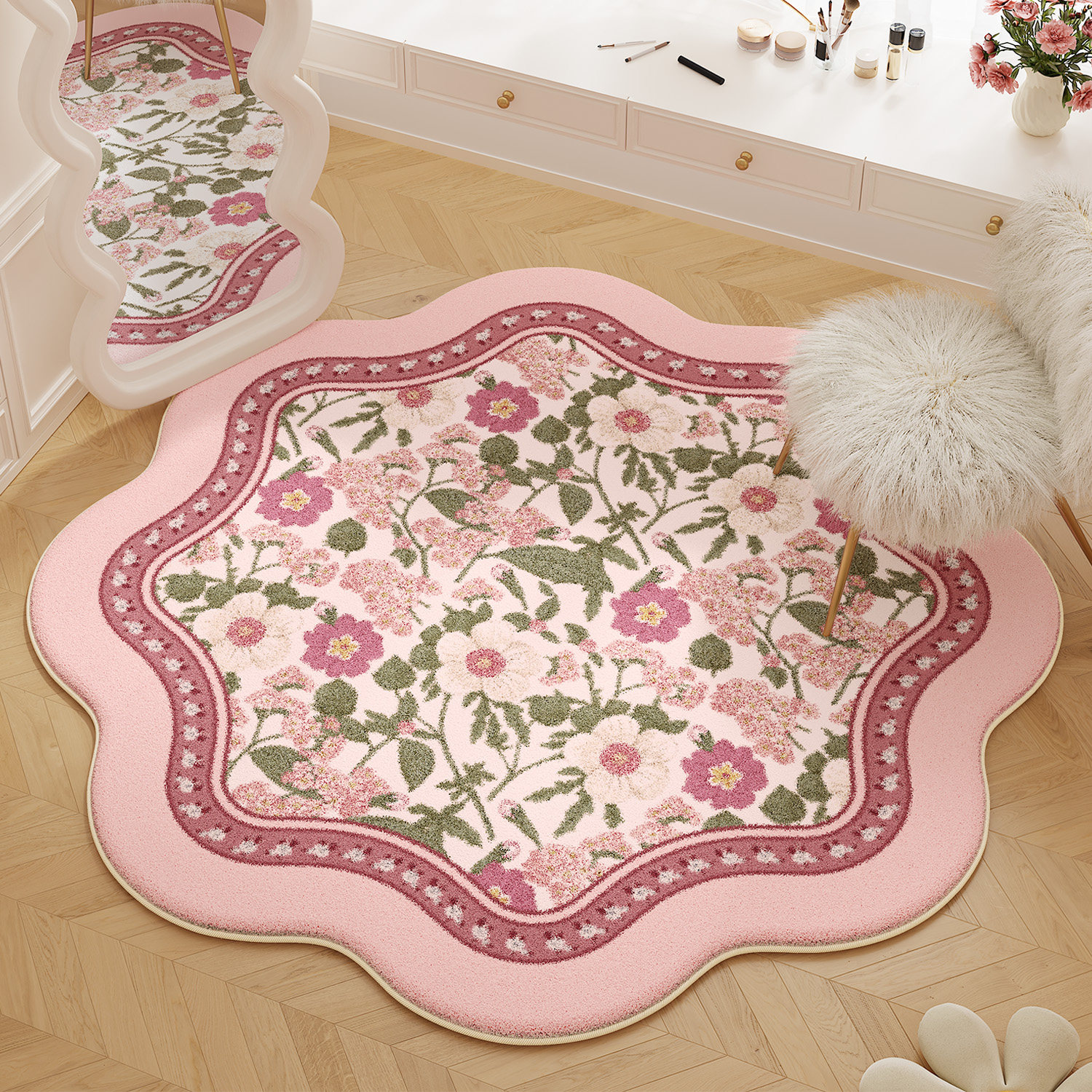 VIKAMA American Pink Floral Ru - Home Made Bathroom Vanity ulasan dan harga