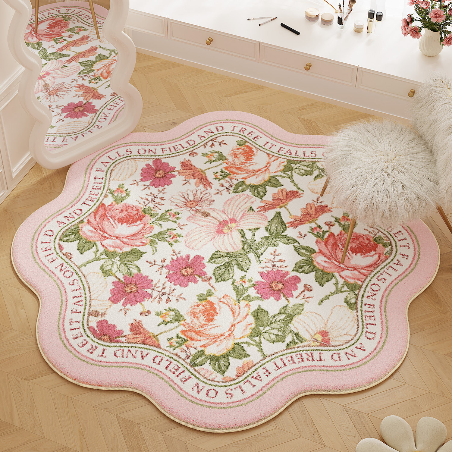 VIKAMA American Pink Floral Ru - Home Made Bathroom Vanity ulasan dan harga