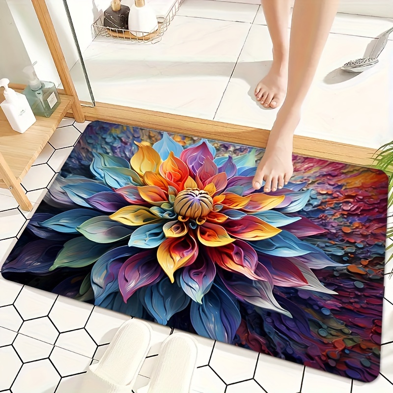 Floral Bath Rug - Soft Plush P - Home Made Bathroom Vanity ulasan dan harga