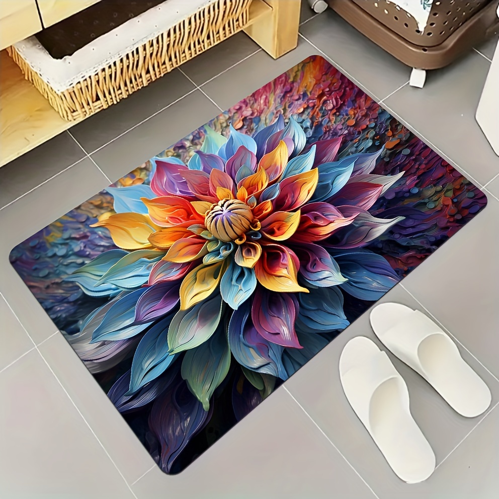 Floral Bath Rug - Soft Plush P - Home Made Bathroom Vanity ulasan dan harga