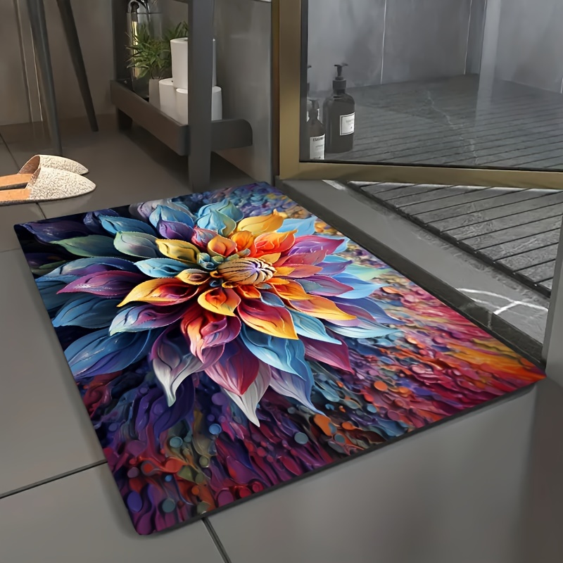 Floral Bath Rug - Soft Plush P - Home Made Bathroom Vanity ulasan dan harga