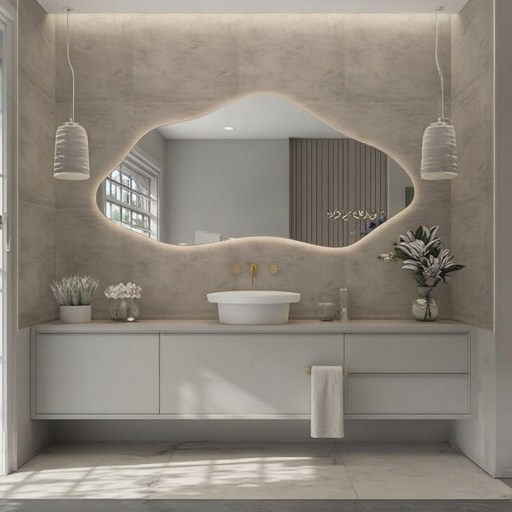 Irregular Touch LED Bathroom B - Bathroom Mirror Led ulasan dan harga