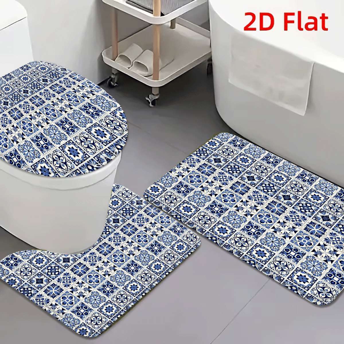 Decorative Blue White Geometri - Home Made Bathroom Vanity ulasan dan harga