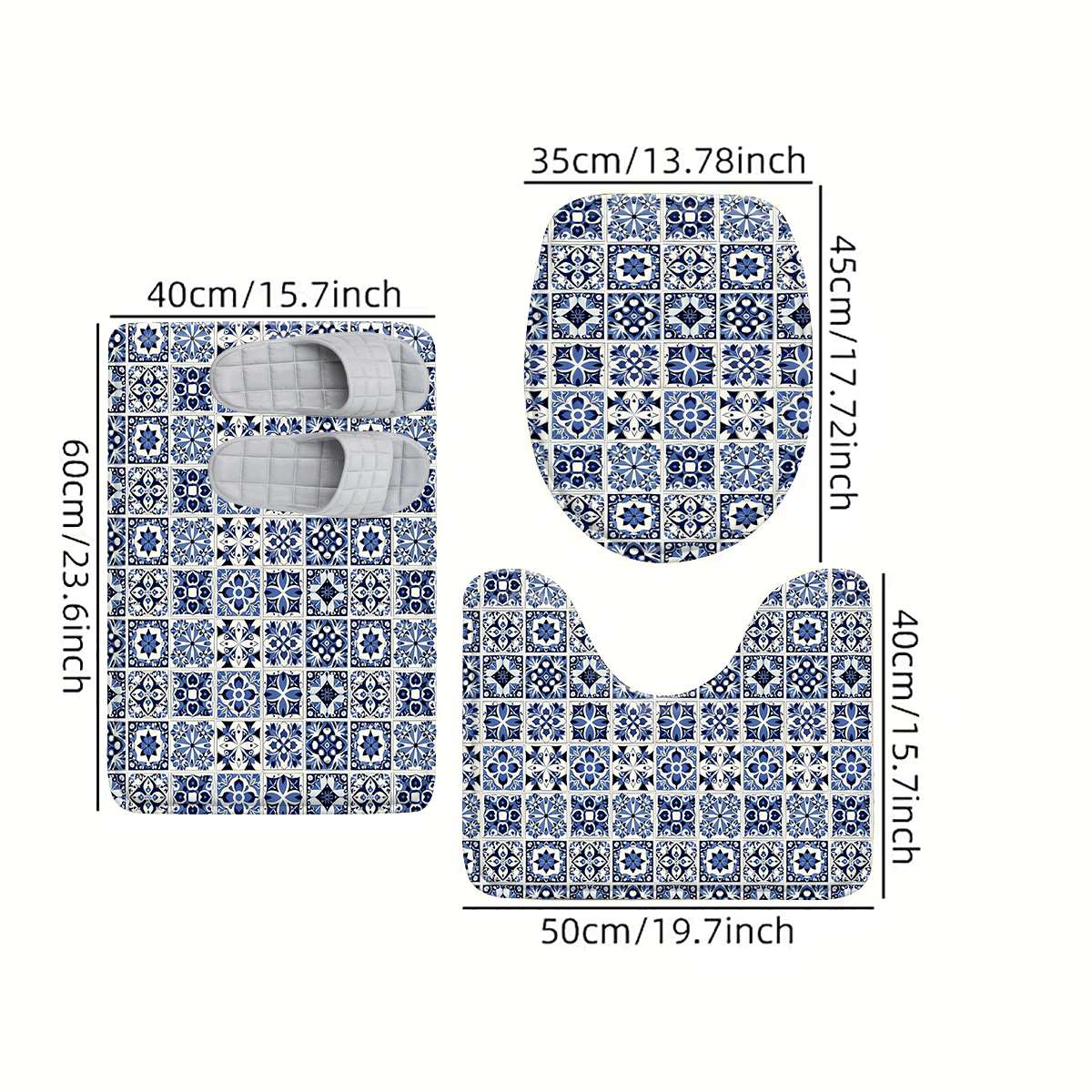 Decorative Blue White Geometri - Home Made Bathroom Vanity ulasan dan harga