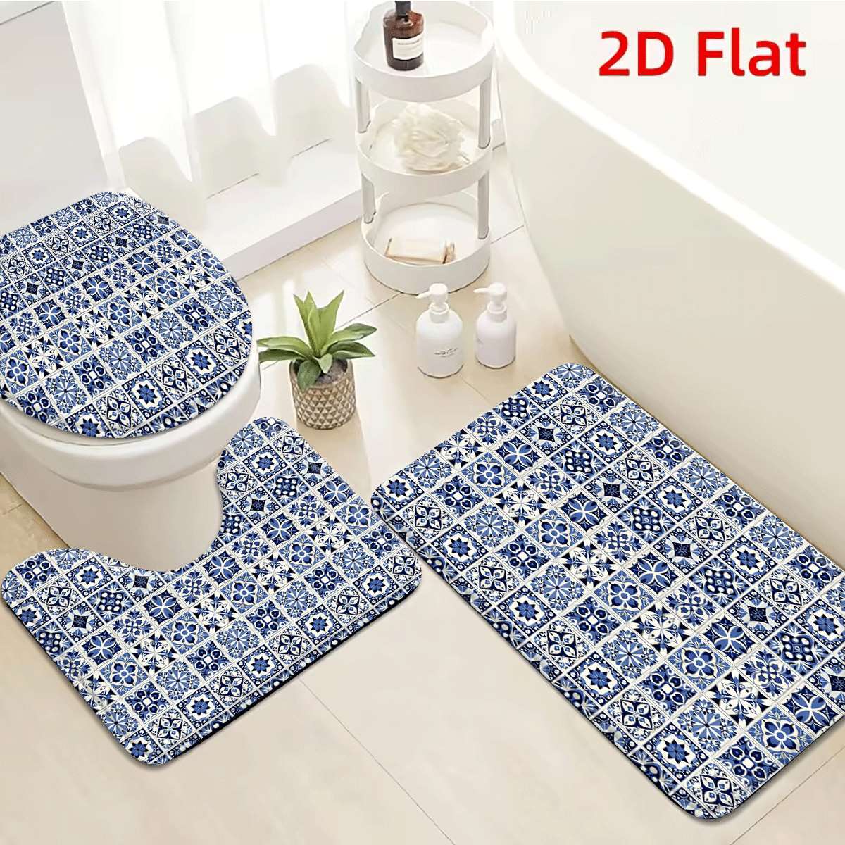 Decorative Blue White Geometri - Home Made Bathroom Vanity ulasan dan harga